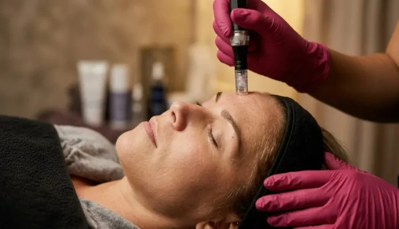 Professional microneedling collagen induction therapy performed by licensed provider at Express Med Spa
