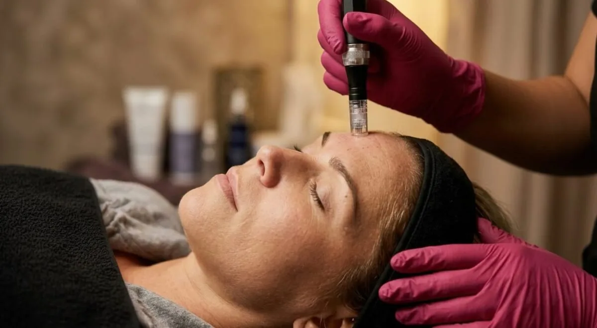 Professional microneedling collagen induction therapy performed by licensed provider at Express Med Spa