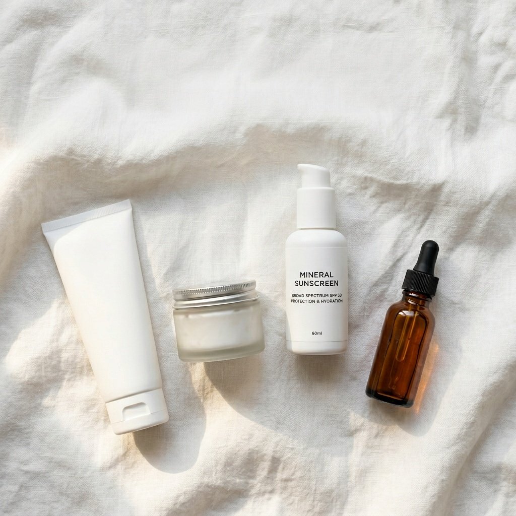 post treatment skin care recovery kit with mineral sunscreen barrier ointment and hyaluronic acid serum. Skin Care Treatment for Moms